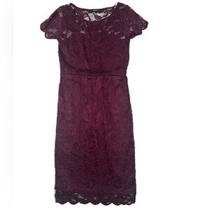 Ambiance Deep Wine Lace Midi Dress